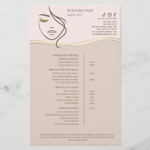 Flyer Lista de Preços de Salão de Beleza Maquiagem
