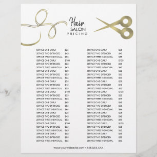 Flyer Lista de Preços de Salão de Cabelereiro Minimalist
