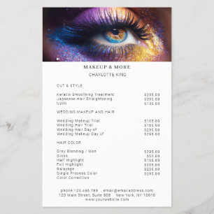 Flyer Lista de Preços de Salão de Glitter de Foto de Maq