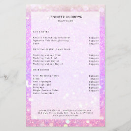 Flyer Lista de Preços de Salão de Glitter Roxo Moderno F