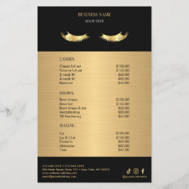 Flyer Lista de Preços do Salão de Luxo Preto e Dourado
