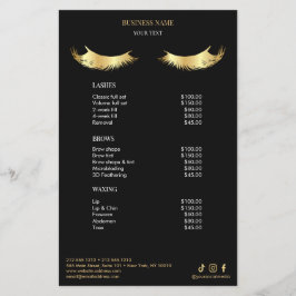 Flyer Lista de Preços do Salão de Luxo Preto e Dourado M