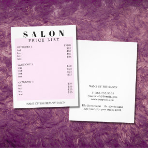 Flyer Lista de Preços do Salão de Rosa Branca Minimalist