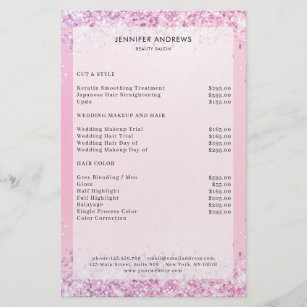 Flyer Lista de Preços do Salão Roxo da Brilhante Roxa Mo