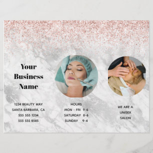 Flyer Lista de Preços do Stylish Pink Salon Spa