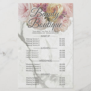 Flyer Lista de Preços Flor de Mármore da Beauty Boutique