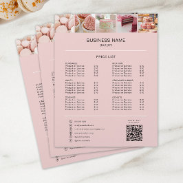 Flyer Lista de Preços Ícones Sociais de Fotos de Padaria