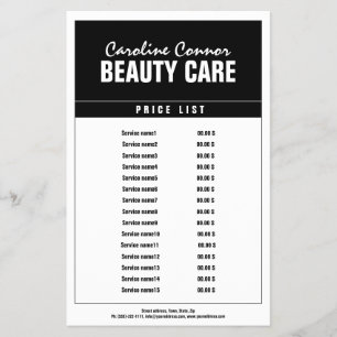 Flyer Lista de preços minimalista em preto e branco