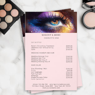 Flyer Lista de Preços Moderno de Salão de Glitter de Fot