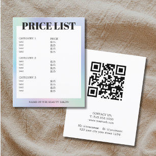 Flyer Lista de Preços Salão QR Code Pastel Branco Minima