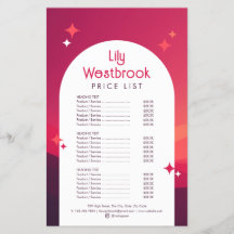 Lista de Preços Vermelha Boho Moderna Retro Groovy