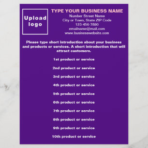 Flyer Lista de Produtos ou Serviços Empresariais Purple