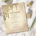 Flyer Lista de Serviços de Glitter Dourado do Artista de<br><div class="desc">Preencha a lista de serviço Glitter Glam Service do Artista Dourado,  Personalize o nome da empresa,  as informações de contato e a lista e os preços de produtos/serviços.</div>