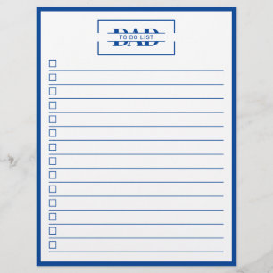 Flyer Lista de Tarefas 'Pai' Monograma Azul Moderno 22cm