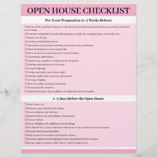 Flyer Lista de Verificação Personalizada para Casa Abert