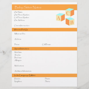 Flyer Lista do baby-sitter de bebê de informação e de
