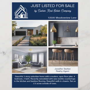 Flyer Listagem de Imóvel Azul Marinho 2 Lados Moderno