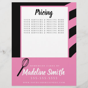 Flyer Listras de Padaria Batedeira Bolo Caseiro Rosa Pre