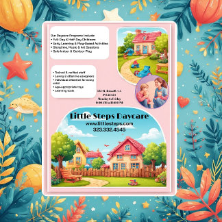 Flyer Little Steps Daycare Company Logo Modern Custom