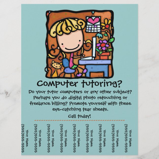 Flyer LittleGirlie é uma tutora de computador! Personali (Frente)
