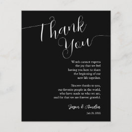 Flyer Local de Casamento Negro e Branco Obrigado