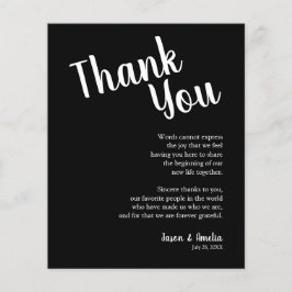 Flyer Local de Casamento Negro e Branco Obrigado