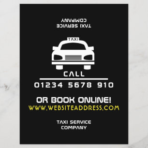 Flyer Logotipo branco da táxi com lista de preços