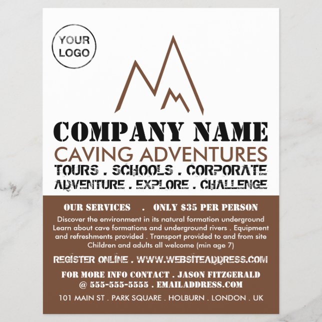 Flyer Logotipo Brown Mountain, Anúncios de aventura (Frente)