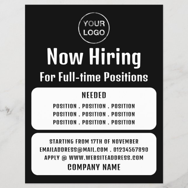 Flyer Logotipo comercial, Anúncio de recrutamento de vag (Frente)