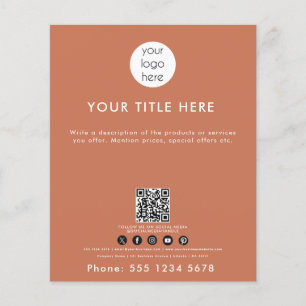 Flyer Logotipo comercial Código QR Mídia social Terracot