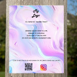 Flyer Logotipo comercial do instagrama de código qr roxo<br><div class="desc">Personalize e adicione o logotipo,  o nome,  o endereço,  o texto,  o seu próprio código QR à sua conta instagram. Fundo cor-de-rosa,  roxo,  azul,  holográfico.</div>