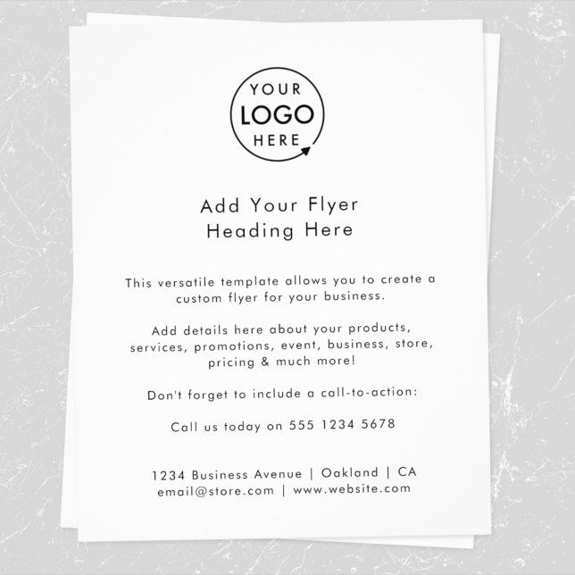 Flyer Logotipo comercial | Mínimo branco simples e limpo (Modern minimal versitile white flyer template by Guava - clean, sleek, and fully customizable)