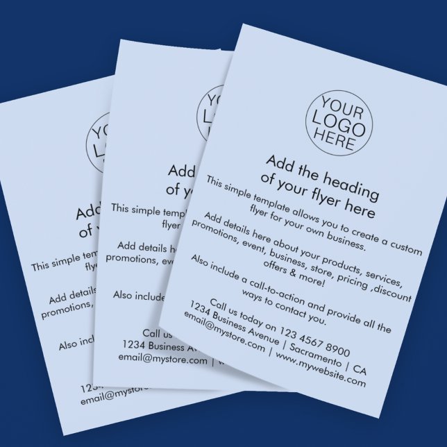 Flyer Logotipo comercial | Personalizado Azul Claro Simp (Criador carregado)