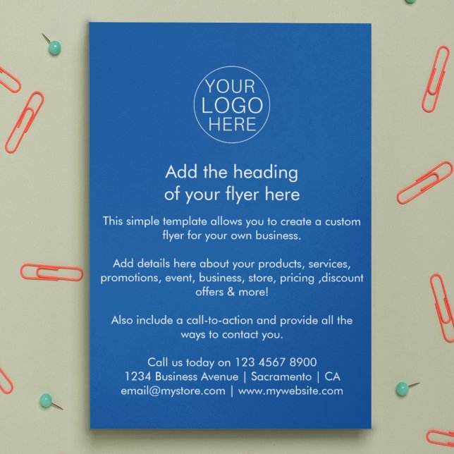 Flyer Logotipo comercial | Personalizado Azul Simples (Criador carregado)
