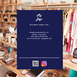 Flyer Logótipo comercial qr código instagrar texto perso<br><div class="desc">fundo azul marinho,  texto branco. Personalize e adicione o logotipo,  o nome,  o endereço,  o texto,  o seu próprio código QR à sua conta instagram.</div>