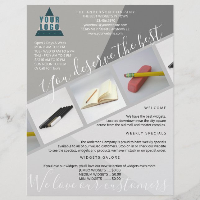 Flyer Logotipo Comercial Trendy Modern Geométrico 3 Foto (Frente)