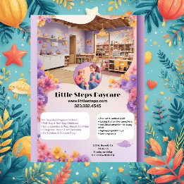 Flyer Logotipo da Empresa de Creche Little Steps Moderno