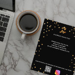 Flyer Logótipo da empresa qr código instagram estrelas d<br><div class="desc">Um fundo preto decorado com estrelas ouros. Personalize e adicione o logotipo,  o nome,  o endereço,  o texto,  o seu próprio código QR à sua conta instagram.</div>