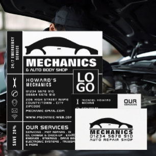 Flyer Logotipo de Carro, Publicidade de Mecânico de Auto