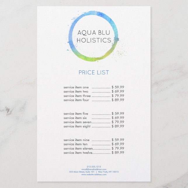 Flyer Logotipo de Círculo Pintado com Aqua Azul-Aqua (Frente)