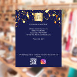 Flyer Logotipo de código qr das estrelas douradas azuis<br><div class="desc">Personalize e adicione o logotipo,  o nome,  o endereço,  o texto,  o seu próprio código QR à sua conta instagram. Fundo azul marinho,  decorado com estrelas ouros.</div>