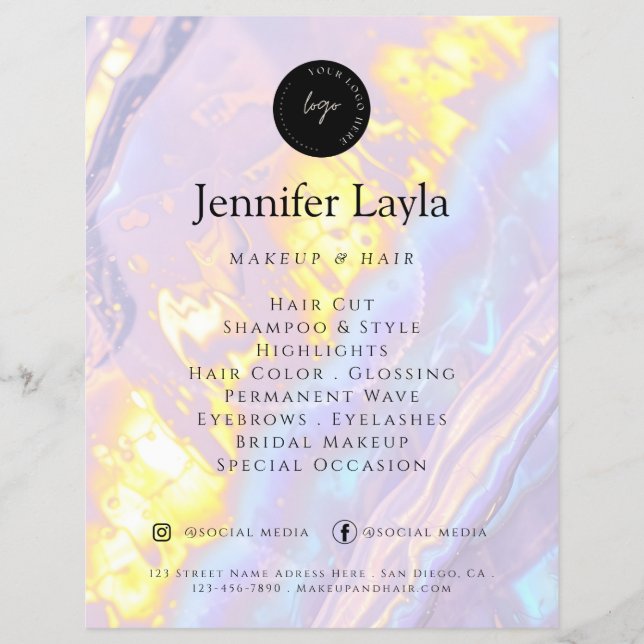 Flyer Logotipo de código QR personalizado holográfico ro (Frente)