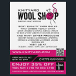 Flyer Logotipo de Compro de Lã rosa, Knitore Store, Loja<br><div class="desc">Logotipo de Compro de Lã rosa,  Knitting Store,  Panfleto publicitário da Loja de Fios pela Loja de Cartões de visitas.</div>