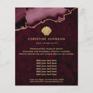 Flyer logotipo de concha em design burgundy