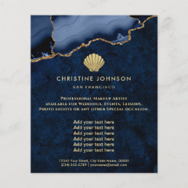 Flyer logotipo de concha no design azul