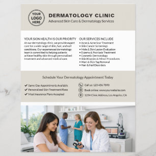 Flyer Logotipo de Dermatologista Médico de Pele QR Bege 