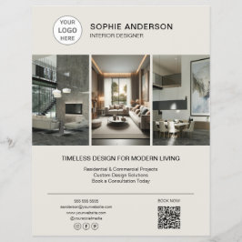 Flyer Logotipo de Designer de Interiores Foto Profission