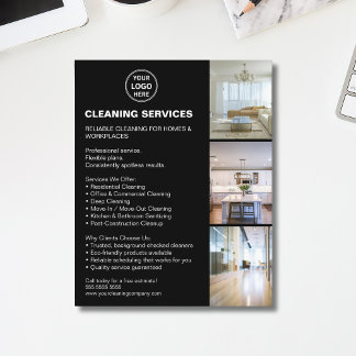 Flyer Logotipo de Foto de Serviços de Limpeza Modernos P