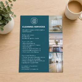 Flyer Logotipo de Foto de Serviços de Limpeza Modernos V