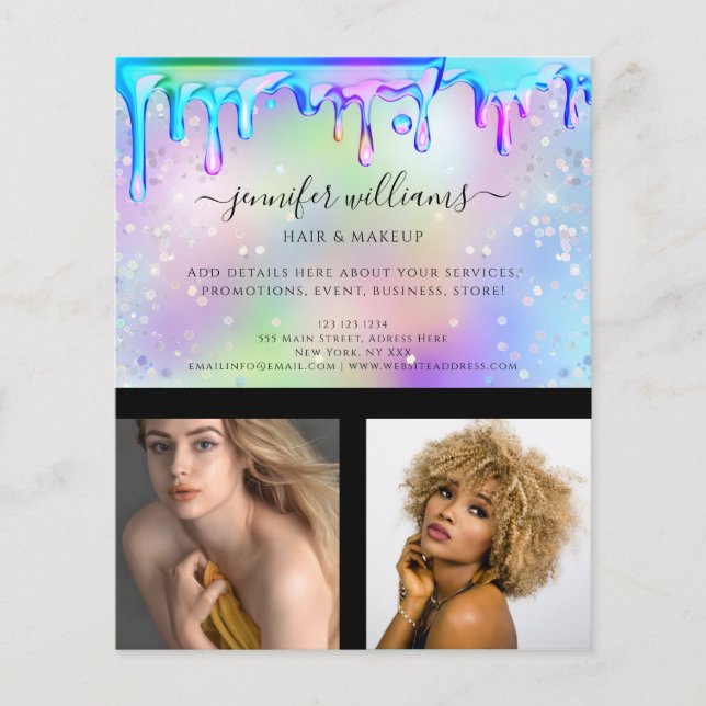 Flyer Logotipo de Foto Personalizado Promo Drips Holográ (Frente)